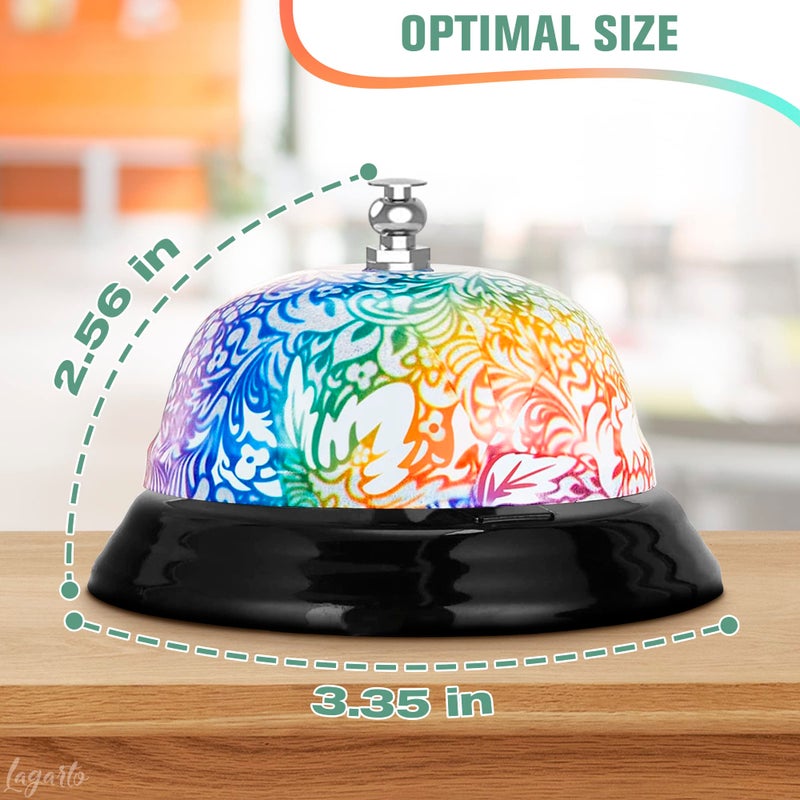 LAGARTO Desk Bell for Service â€“ Floral Design Classroom Bell for Teachers, Stainless Steel 3.35 x 2.56 with Non-Slip Base & Clear Sound, Easy to Clean â€“ Desk Bells for Classroom, Hotels, Stores & Offices - Image 2